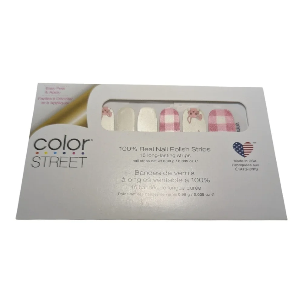 Color Street Funny Bunny Pink Plaid Nail Strips 16 Various Sizes